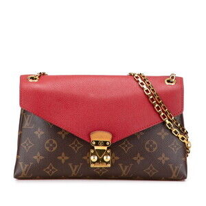 Louis Vuitton Monogram Pallas Chain Shoulder Bag Cerise Red Leather